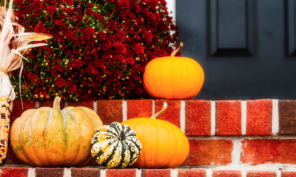 Pumpkins at doorstep